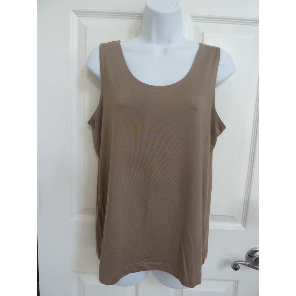 CHICO'S Sz 2=Large Nylon Tank Top Greenish Beige Career Office